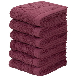 Handtuch Set HOME AFFAIRE Regona, Gästehandtücher (30x50cm), flauschig und weich Handtuch-Sets Gr. 6 tlg., rot (bordeaux) Handtuch-Sets Premium Handtücher mit Bordüre, Handtuch-Set, 100% Baumwolle