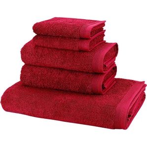 Handtuch Set MÖVE Basic Handtücher (Packung) Gr. (5 St.), rot (ruby) Handtuch-Sets in hochwertigster Walkfrottier Qualität