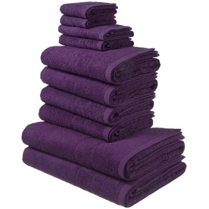 Handtuch Set MY HOME Inga Handtuch-Sets Gr. 10 tlg., lila Handtuch-Sets Handtücher mit feiner Bordüre, Handtuchset aus 100% Baumwolle