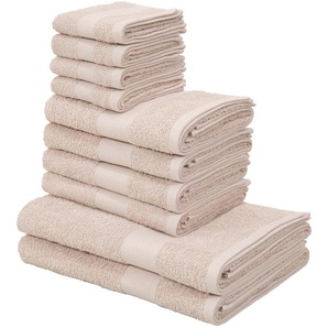 Handtuch Set MY HOME Melli Handtuch-Sets Gr. 10 tlg., beige Handtuch-Sets Handtuchset in dezenten Farben, 100% Baumwoll-Handtücher