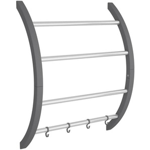 Handtuchhalter mit Haken Silbern 56x16x72 cm Aluminium