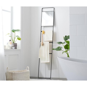 Handtuchleiter mit Spiegel - schwarz - Edelstahl -