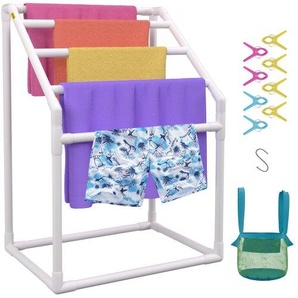 Handtuchständer Handtuchhalter mit 5 Handtuchstangen Freistehend, Spa Schwimmbäder Handtuchhalter 94 x 60 x 127 cm Weiß Tragkraft 25 kg, PVC Handtuchständer mit 8 Handtuchklammern & 1 Haken MJJBSTXGBDDW50V7JV0