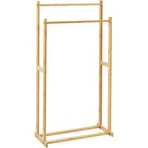 Handtuchständer Hellbraun Bambusholz 45x85 cm Freistehend mit 2 Stangen Rustikal Bad Holzständer Handtuchhalter 2-Armig Badezimmer Ausstattung