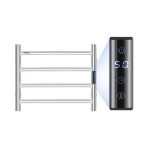 Handtuchtrockner Heizkörper Handtuchwärmer, beheizter Handtuchhalter mit 4 Stangen, wasserdichter Handtuchwärmer mit Timer und LED-Anzeige, 5 einstellbare Temperaturstufen, Wandmontage, Silber JRMJJBGS4GYS0WFHPV2