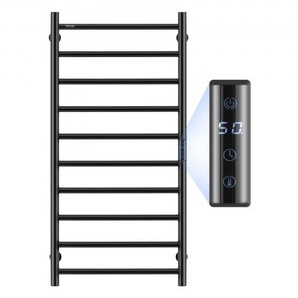 Handtuchwärmer mit 10 Stangen, wandmontierter beheizter Handtuchhalter für Badezimmer, IPX5 wasserdichter Handtuchheizkörper mit Timer und LED-Anzeige, Handtuchheizung mit 5 einstellbaren Temperaturstufen, schwarz JRMJJBGS10GH1FWCBV2