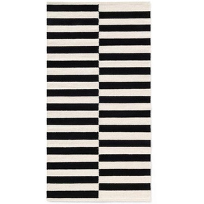 Hanse Home Handwebteppich Donna, Schwarz, Weiß, Textil, Streifen, rechteckig, 80x150 cm, Oeko-Tex® Standard 100, für Fußbodenheizung geeignet,