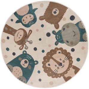 Hanse Home Kinderteppich Adventures, Mehrfarbig, Beige, Kunststoff, Tier, rund, Oeko-Tex® Standard 100, für Fußbodenheizung geeignet, in verschiedenen Größen erhältlich, pflegeleicht, strapazierfähig, leicht zusammenrollbar, Teppiche & Böden, Teppiche,