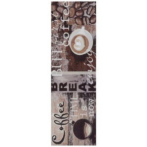 Hanse Home Küchenläufer Cook & Clean, Braun, Mehrfarbig, Kunststoff, Schriftzug, rechteckig, 50x150 cm, Oeko-Tex® Standard 100, für Fußbodenheizung geeignet, rutschfest, pflegeleicht, strapazierfähig, platzsparend, leicht zusammenrollbar, rutschfeste