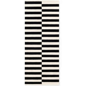 Hanse Home Läufer Donna, Schwarz, Weiß, Textil, Streifen, rechteckig, 80x200 cm, Oeko-Tex® Standard 100, für Fußbodenheizung geeignet, beidseitig
