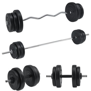 Hantelset 3 in 1 (Kurz-, Lang- & Curlhantel) mit insgesamt 60kg Gewichtsscheiben
