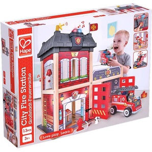 Hape Spiel-Feuerwehrwache Großstadt-Feuerwache, aus Holz