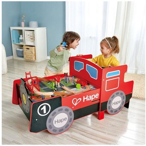 Hape Spieltisch Aufklappbarer Eisenbahntisch, mit lustigen Licht- und Soundeffekten