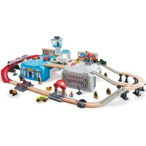 Hape Spielzeug-Eisenbahn Großstadtlandschaft Eisenbahn in Aufbewahrungsbox, FSC®- schützt Wald - weltweit