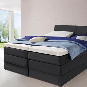 Boxspringbett HAPO Komplettbetten Gr. Liegefläche B/L: 200 cm x 200 cm, kein Härtegrad, 7-Zonen-Tonnentaschen-Federkernmatratze, schwarz (schwarz, kunstleder) Boxspringbetten ohne Bettkasten Komplettbetten mit