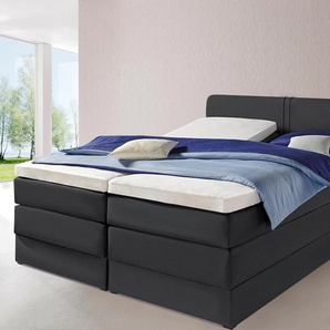 Boxspringbett HAPO Komplettbetten Gr. Liegefläche B/L: 200 cm x 200 cm, kein Härtegrad, Bonnell-Federkernmatratze, schwarz (schwarz, kunstleder) Boxspringbetten ohne Bettkasten Komplettbetten mit