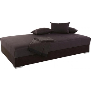 Polsterliege HAPO Komplettbetten Gr. Liegefläche B/L: 120 cm x 200 cm, H2, Bonnell-Federkernmatratze, grau (anthrazit strukturstoff, schwarz microvelours) Bett Polsterliege Polsterliegen Komplettbetten mit Bettkasten