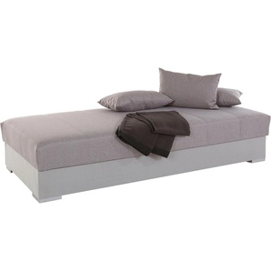 Polsterliege HAPO Komplettbetten Gr. Liegefläche B/L: 80 cm x 200 cm, H2, Bonnell-Federkernmatratze, grau (grau strukturstoff, hellgrau microvelours) Bett Polsterliege Polsterliegen Komplettbetten mit Bettkasten