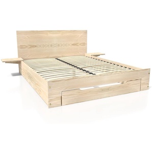 Happy Holzbett 2 Plätze mit Schublade + Nachttische - 160x200