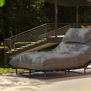 HARTMAN Emma Loungebett, Grau / Schwarz, Aluminium / Allwetter Textil, 196 x 125 x 30 cm, Atmungsaktiv, Witterungsbeständig 22752751