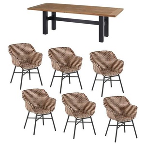 Hartman Gartenmöbel-Set mit Diningchair Delphine und Tisch Sophie Yasmani, Alu Carbon Black - Polyrattan Coral Red 53.573.008-53.594.843