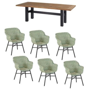 Hartman Gartenmöbel-Set mit Diningchair Delphine und Tisch Sophie Yasmani, Alu Carbon Black - Polyrattan Emerald Green 53.573.008-53.594.831