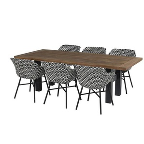 Hartman Gartenmöbel-Set mit Diningchair Delphine und Tisch Sophie Yasmani, Alu Carbon Black - Polyrattan white & black 53.573.008-53.594.008