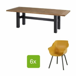 Hartman Gartenmöbel-Set mit Stuhl Sophie Element und Tisch Sophie Yasmani - Gestelle Alu carbon black | Sitz Kunststoff curry yellow | Tischplatt 53.573.008-21.680.872