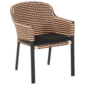 Hartman Kelly Diningsessel inkl. Sitzkissen - Gestell Alu Carbon Black | Sitz Geflecht Coral Red | Kissen Havana Dark Grey 53.626.843-14.251.534