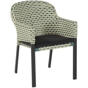 Hartman Kelly Diningsessel inkl. Sitzkissen - Gestell Alu Carbon Black | Sitz Geflecht Emerald Green | Kissen Havana Dark Grey 53.626.831-14.251.534