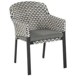 Hartman Kelly Diningsessel inkl. Sitzkissen - Gestell Alu Carbon Black | Sitz Geflecht White&Black | Kissen Havana Dark Grey 53.626.008-14.251.534
