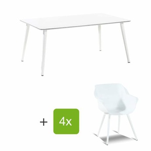 Hartman Sophie Studio Gartenmöbel-Set - Gestelle Alu royal white | Sitz Kunststoff royal white | Tischplatte HPL white 11681003-65875003
