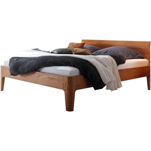 Bettgestell HASENA Lisiano Betten Gr. zerlegt, Liegefläche B/L: 140 cm x 200 cm Betthöhe: 18 cm, kein Härtegrad, braun (eiche cognac) Bettgestelle Massivholzbett, Komforthöhe, Fußhöhe 30cm