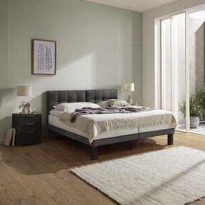 Hasena Boxspringbett Barletta, Bezugsfarbe: Kul smoke, Metallfarbe: Anthracit, verschiedene Größen