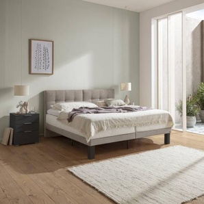 Hasena Boxspringbett Barletta, Bezugsfarbe: Pepe grey, Metallfarbe: Anthracit, verschiedene Größen