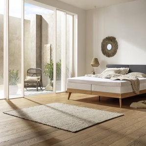 Hasena Boxspringbett Candela, Farbe: Eiche bright, geölt, Bezugsfarbe: Kul smoke, verschiedene Größen