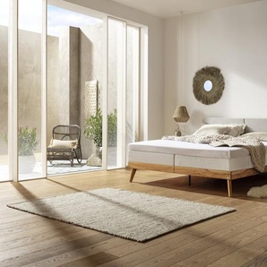 Hasena Boxspringbett Candela, Farbe: Wildbuche natur, geölt, Bezugsfarbe: Pepe grey, verschiedene Größen