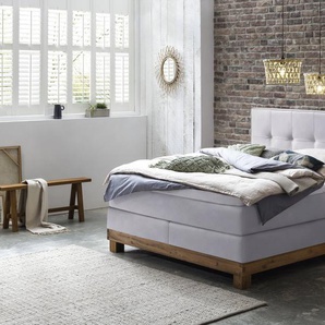 Hasena Boxspringbett Finca, Farbe: Wildeiche natur, gebürstet, geölt, Bezugsfarbe: Kul white, verschiedene Größen