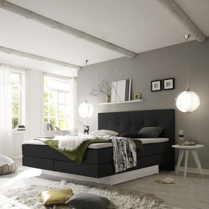 Hasena Boxspringbett inkl. Stauraum Miami, Farbe: ublade: MDF weiss / Front Bettkasten: 10-Buche weiss deckend, lackiert, Bezugsfarbe: Pepe anthrazit, verschiedene Größen