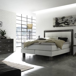 Hasena Boxspringbett Memphis, Farbe: Akazie Vintage grey, lackiert, Bezugsfarbe: Kul white, verschiedene Größen