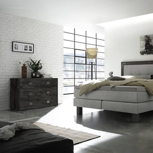 Hasena Boxspringbett Memphis, Farbe: Akazie Vintage grey, lackiert, Bezugsfarbe: Pepe grey, verschiedene Größen