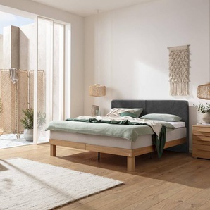 Hasena Boxspringbett Messina, Farbe: Eiche bright, geölt, Bezugsfarbe: Kul smoke, verschiedene Größen