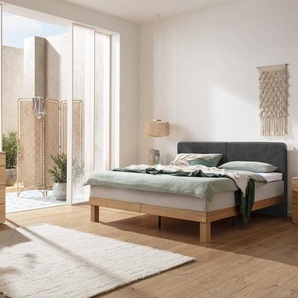 Hasena Boxspringbett Messina, Farbe: Eiche bright, geölt, Bezugsfarbe: Kul smoke, verschiedene Größen