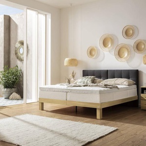 Hasena Boxspringbett Tropea, Farbe: Eiche bright, geölt, Bezugsfarbe: Kul smoke, verschiedene Größen