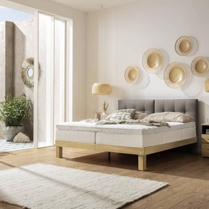 Hasena Boxspringbett Tropea, Farbe: Eiche bright, geölt, Bezugsfarbe: Pepe grey, verschiedene Größen