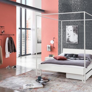 Hasena Himmelbett Lunito, Farbe: Buche weiss deckend, lackiert, Metallfarbe: White, verschiedene Größen