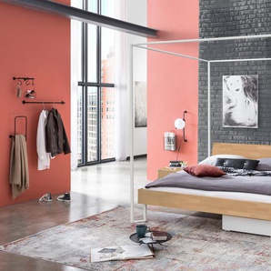 Hasena Himmelbett Lunito, Farbe: Eiche bianco, geölt, Metallfarbe: White, verschiedene Größen