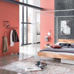 Hasena Himmelbett Lunito, Farbe: Kernbuche natur, geölt, Metallfarbe: White, verschiedene Größen