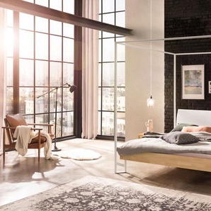 Hasena Himmelbett Viloba, Farbe: Eiche bianco, geölt, Bezugsfarbe: Kul white, Metallfarbe: White, verschiedene Größen