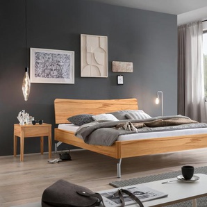 Hasena Massivholzbett Albinia, Farbe: Wildbuche natur, geölt, Metallfarbe: Alu, verschiedene Größen